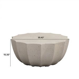 English Elm 35.43" Modern Waterproof Cement Coffee Table – Durable MgO Design, 220lb Capacity, Indoor & Outdoor Stylish Centerpiece White W757P246394