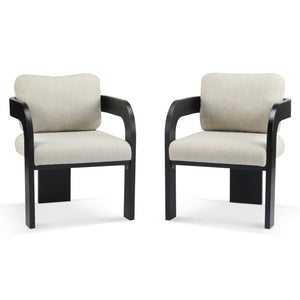 English Elm Christopher Knight Home® - 2-Pack Dining Chairs with Pillow Back and Curved Arms, Foam Seat Comfort, Sturdy Rubber Wood Frame Beige+Black N779P298399A