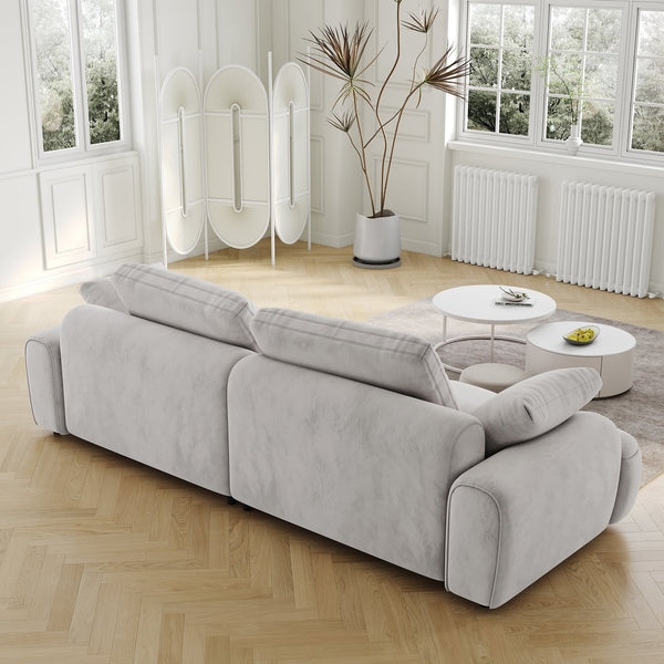 English Elm 86.6″ Modern Large Two-Seat Sofa with High Seat Height, Plush Suede Upholstery, Sleek Lofty Design Light Gray W1767S00003