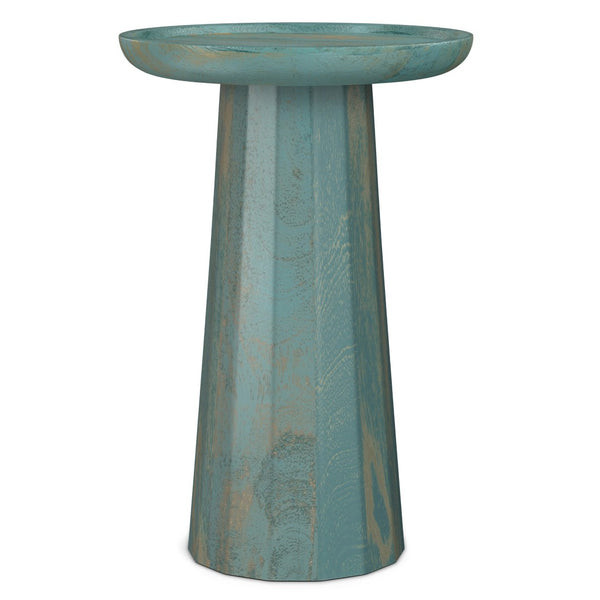 English Elm Dayton Solid Mango Wood Side Table Artisan Teal Wash Finish Organic Curved Design B136P420292