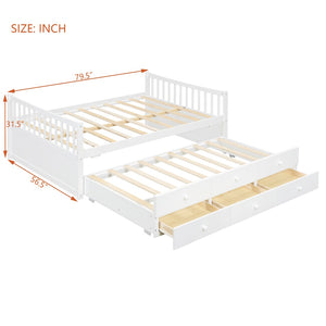 English Elm Full Size Daybed with Trundle Twin Pullout and Three Storage Drawers for Guest Rooms LP100341AAK