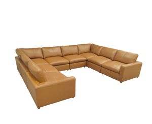 English Elm Leather Match Modular Sectional Sofa with Top Grain Upholstery for Open Living Rooms Ginger B2748S00166