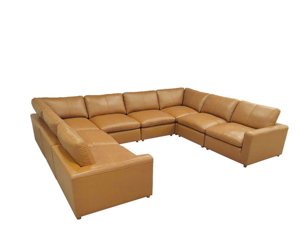 English Elm Leather Match Modular Sectional Sofa with Top Grain Upholstery for Open Living Rooms Ginger B2748S00166