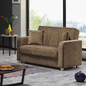 English Elm PrimeNest Gravita Collection Upholstered Convertible Loveseat with Storage, Chenille Sleeper Comfort and Style Beige B030P281806