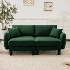 English Elm Boucle Fabric 2-Seater Loveseat Sofa With Shell-Shaped Armrests & Plush Cushions For Comfort W3041S00306