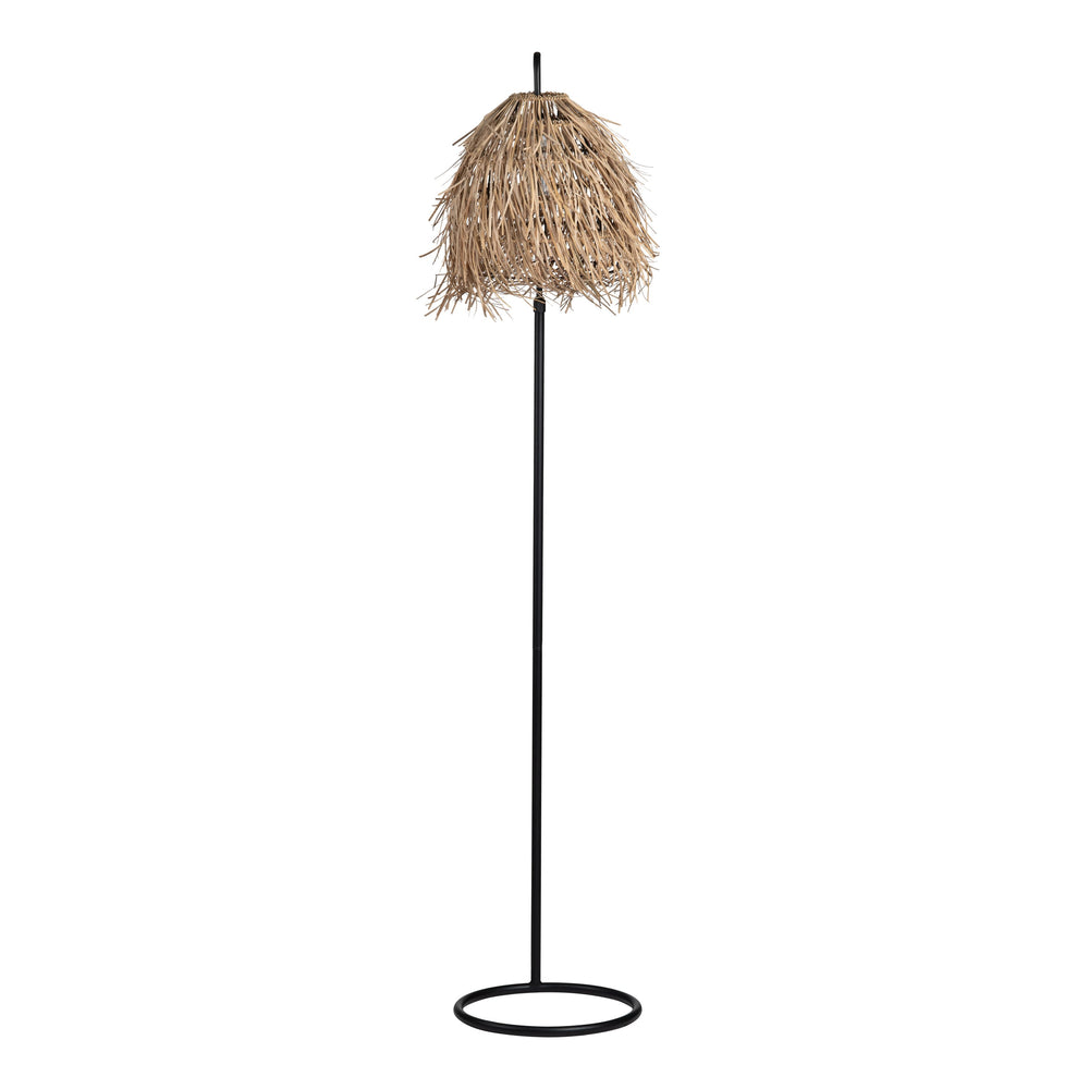 Crestview Collection 70.75"H Rustic Raffia Floor Lamp – Elegant Black Metal Base, Textured Shade, 100w Bulb Compatible   Cvazer178c