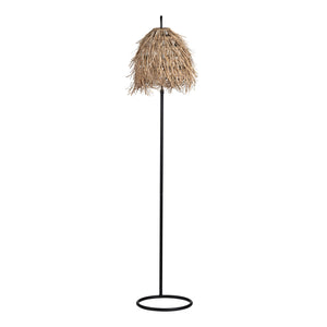 Crestview Collection 70.75"H Rustic Raffia Floor Lamp – Elegant Black Metal Base, Textured Shade, 100w Bulb Compatible   Cvazer178c