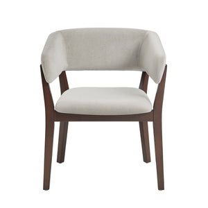 English Elm Blake Solid Beech Frame Faux Mohair Armchair with Sculptural Wraparound Backrest, Commercial Grade Comfort Greige B365P397768