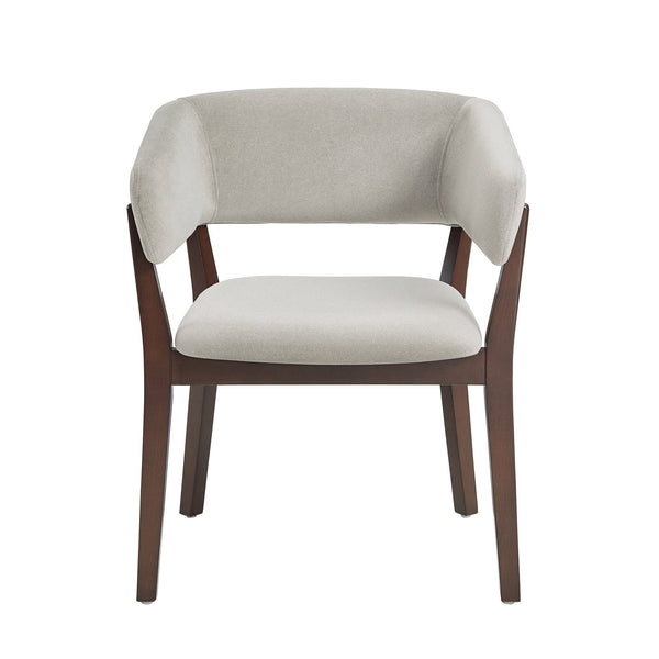 English Elm Blake Solid Beech Frame Faux Mohair Armchair with Sculptural Wraparound Backrest, Commercial Grade Comfort Greige B365P397768