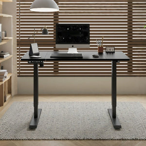 English Elm 55"×24" Electric Sit Stand Desk Steel Frame with Memory Presets and Usb-c Charging Port Black W614P376322
