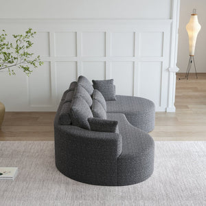 English Elm Modern Chenille Cloud Sectional with Deep Seating Curved Silhouette and Seven Accent Pillows W834S00487