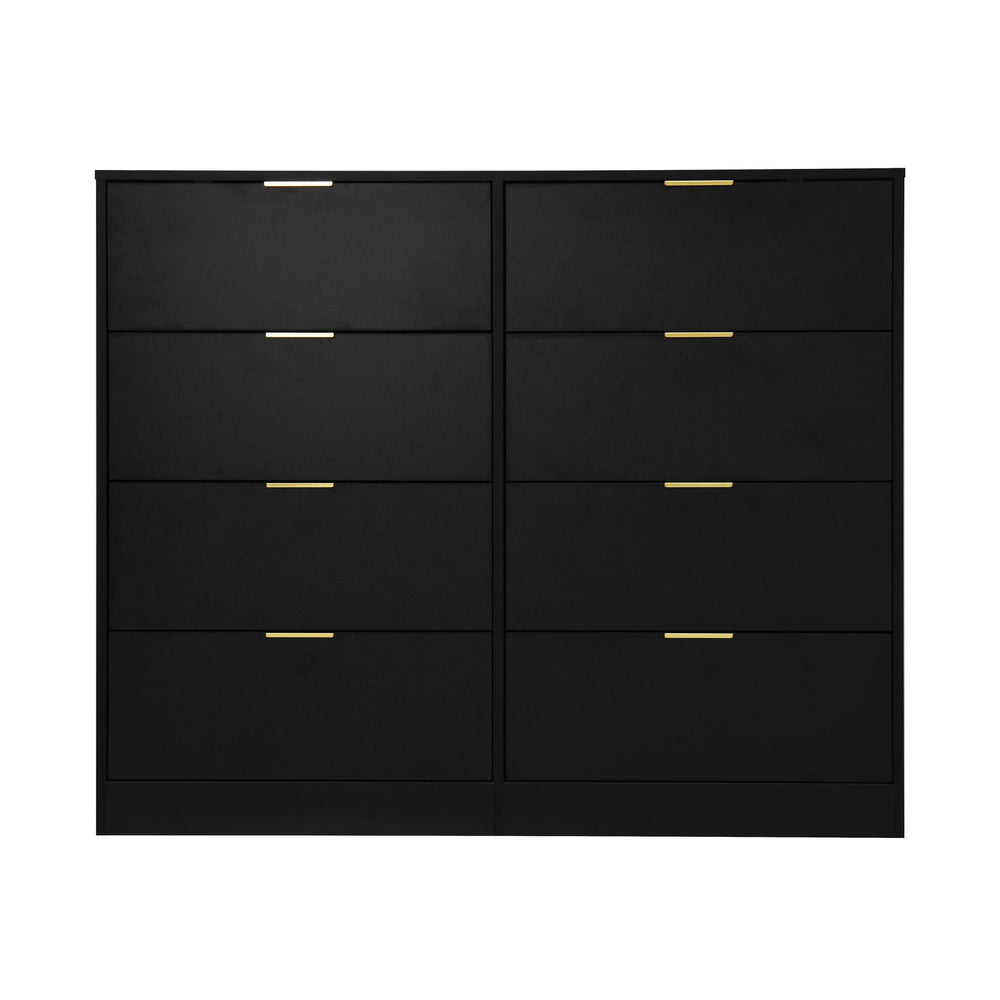 English Elm 8 Dresser with 8 Drawers Tall Chest for Bedroom — Spacious, Sturdy Particleboard Storage, Anti-Tip Design and Smooth Glides Black W409P307592