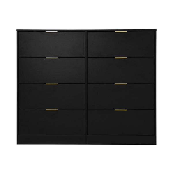 English Elm 8 Dresser with 8 Drawers Tall Chest for Bedroom — Spacious, Sturdy Particleboard Storage, Anti-Tip Design and Smooth Glides Black W409P307592