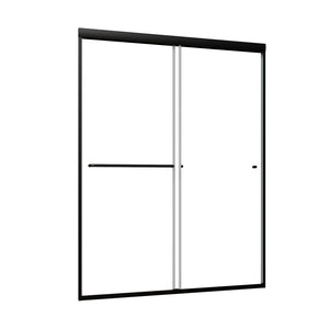 English Elm 50in. Barn Style Sliding Shower Door Matte Black Anodized Frame with Tempered Clear Glass W637123851