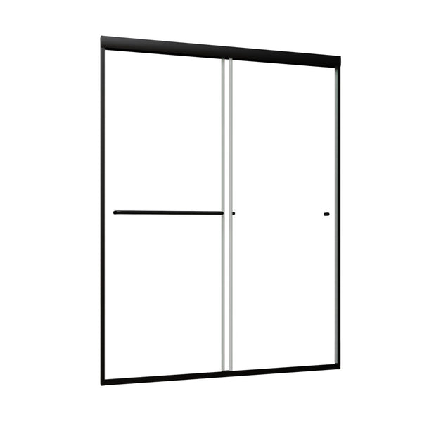 English Elm 50in. Barn Style Sliding Shower Door Matte Black Anodized Frame with Tempered Clear Glass W637123851