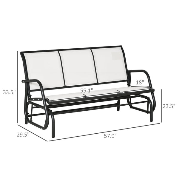 English Elm Outsunny 3 Seat Outdoor Glider Bench Powder Coated Metal Frame Mesh Porch Swing W2225P174334