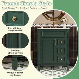 English Elm 24" Stylish Bathroom Vanity With Ceramic Sink & Soft-Close Drawers, Perfect For Small Spaces! N710P318989F