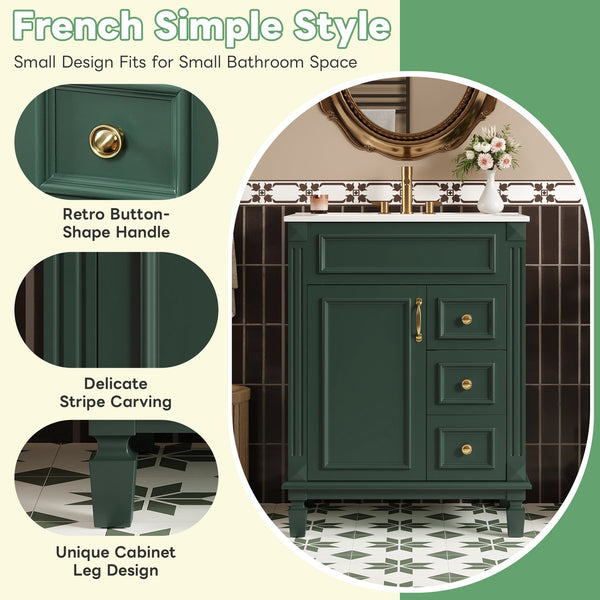 English Elm 24" Stylish Bathroom Vanity With Ceramic Sink & Soft-Close Drawers, Perfect For Small Spaces! N710P318989F