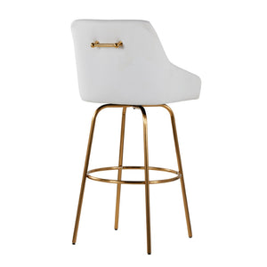 English Elm 30" Swivel Barstools Set of 2 Gold Frame White Faux Leather Kitchen Island Seating B202S01918
