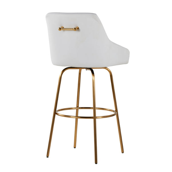English Elm 30" Swivel Barstools Set of 2 Gold Frame White Faux Leather Kitchen Island Seating B202S01918