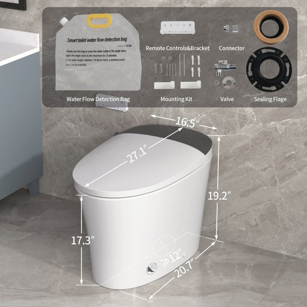 English Elm Elongated Smart Bidet Toilet Ada Height Ceramic Dual Flush with Heated Seat Night N753P364980W