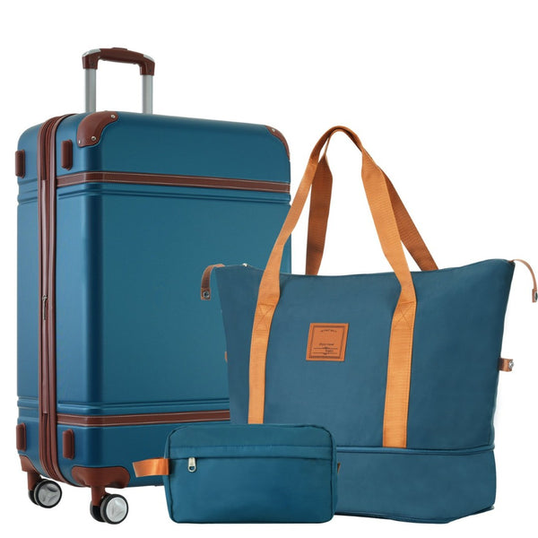 English Elm Hardshell Abs Suitcase Set with Duffel and Toiletry Bag Tsa Lock Spinner Wheels Blue N732P193484C