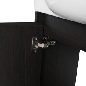 English Elm 24'' Floating Wall Mounted Bathroom Vanity with Ceramic Sink and Soft Close Cabinet Dark Oak W999P426634