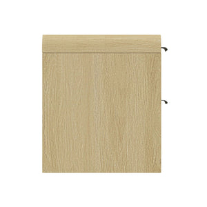 English Elm Grace 28" Nightstand with 2 Drawers in Natural Oak & Black — Modern MDF, Solid Wood Accents, Glam Handles B365P398194