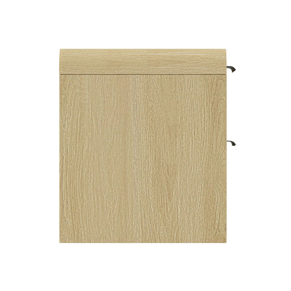 English Elm Grace 28" Nightstand with 2 Drawers in Natural Oak & Black — Modern MDF, Solid Wood Accents, Glam Handles B365P398194