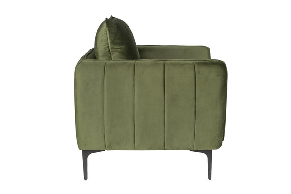 English Elm Accent Chair Velvet Upholstered Channel Tufted Arms with Bold Metal Legs Modern Lounge Dark Green B089P416563