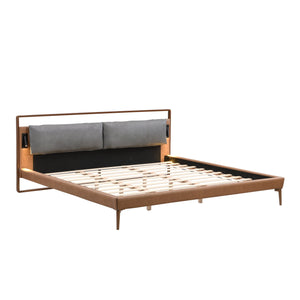 English Elm Christopher Knight Home® - Brown&Gray Leather King Bed With Adjustable Led Night Lights & Sturdy Support – Modern Elegance N758D536162D