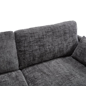 English Elm Modern chenille 2-seater sofa with LED, USB charging, storage pocket, solid wood legs, durable comfort Gray W395P318544