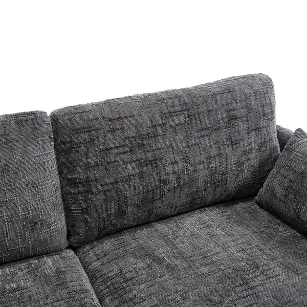 English Elm Modern chenille 2-seater sofa with LED, USB charging, storage pocket, solid wood legs, durable comfort Gray W395P318544