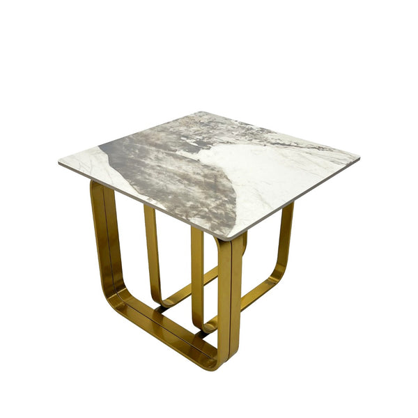English Elm Rectangular End Table With Stylish Sintered Stone Top & Gold Metal Frame For Chic Living Spaces W2978S00017-GIGA