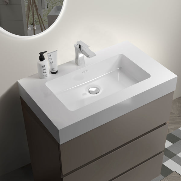 English Elm Alice 30" Gray Bathroom Vanity With Sleek White Sink, Enhanced Storage, Eco-Friendly Design & Pre-Assembled W1865S00014
