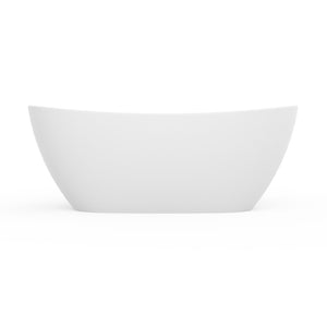 English Elm 65 Inch Freestanding Soaking Tub Solid Surface Matte White Spa Ergonomic Bath W1613P351369