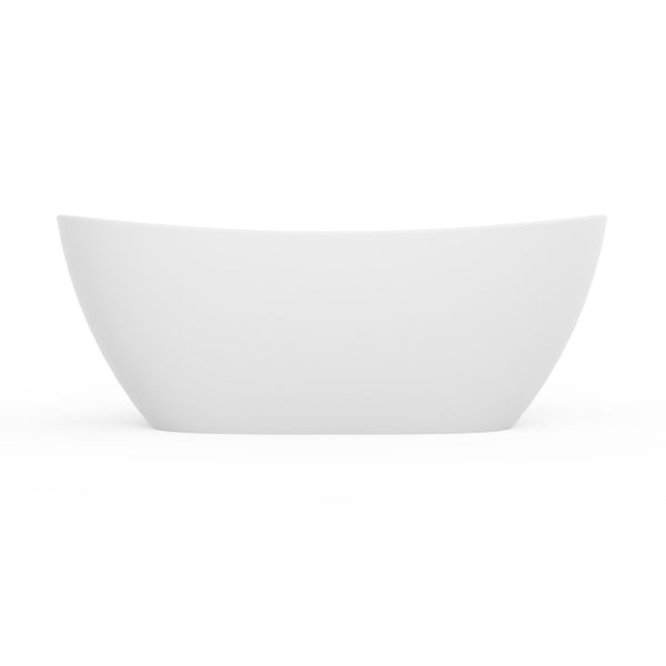 English Elm 65 Inch Freestanding Soaking Tub Solid Surface Matte White Spa Ergonomic Bath W1613P351369
