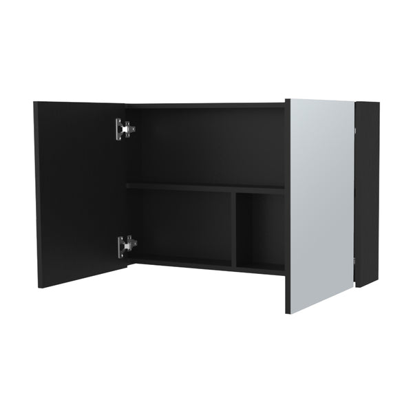 English Elm McNary Mirrored Wall Medicine Cabinet with Double Doors, Horizontal Design and Three Interior Shelves Black 36.2 L x 24.8 W x 4.4 H B128P237179
