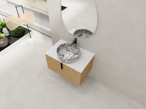 English Elm 30" Contemporary Bathroom Vanity With Art Sink, Wall-Mounted Design & Durable Plywood Construction W999S00446