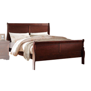 English Elm Cherry Sleigh Twin Bed with Casegood Drawer, Antique Brass Handles, Solid Pine Vintage Charm, Box Spring Required B062S00535