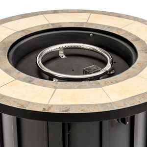 English Elm 30" 30inch Propane Fire Pit Table 50000 BTU Mosaic Ceramic Top Steel Frame ETL Approved Patio Garden Black+Brown W853P293850