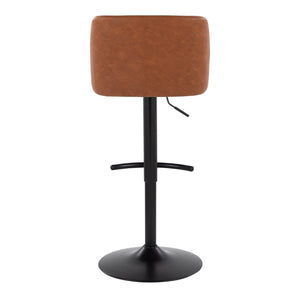 English Elm Toriano Adjustable Barstool Set Of 2 In Camel Faux Leather & Black Metal - Stylish Swivel Design! B202S01047-GIGA