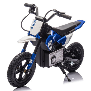 English Elm 24v Kids Electric Motocross Motorcycle 200w Hub Motor Suspension Led Bluetooth Audio Blue W1578P225048