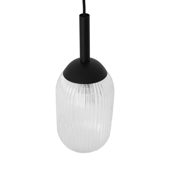 English Elm Ashcroft Furniture - Giza Black and Clear Pendant Lamp – Mid-Century Modern Glass Shade, Metal Base, E26 Compatible Lighting B183P301069