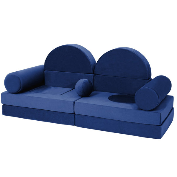 English Elm 14pcs Modular Foam Play Couch Set Convertible Toddler Fort Builder for Playrooms Blue T5880P493430