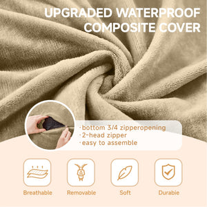 English Elm 5ft Memory Foam Bean Bag Round Lounger with Washable Flannel Cover for Dorm or Living Room Khaki W3737P422683