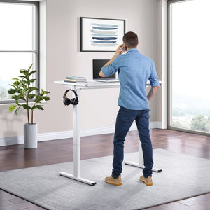 OSP Home Furnishings Primo Electric Sit Stand Desk with Laminate Top and Heavy Duty Steel Frame for Home Office 48"W PMO4823-WH