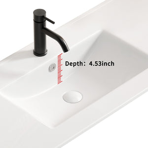 English Elm Ceramic Porcelain Countertop Basin Thin Edge Single Bowl Vanity Sink for Modern Bathrooms W3402P402908
