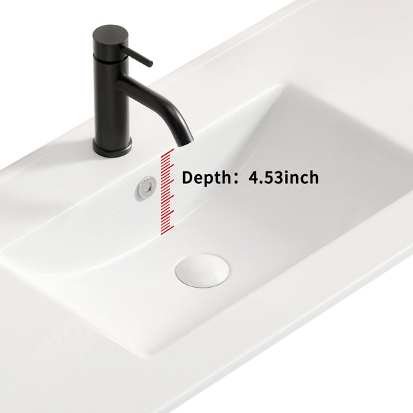 English Elm Ceramic Porcelain Countertop Basin Thin Edge Single Bowl Vanity Sink for Modern Bathrooms W3402P402908