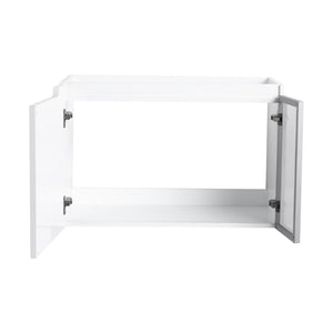 English Elm 30" Floating Bathroom Vanity Glossy White Plywood with Frosted Glass Soft Close Doors W999P387159